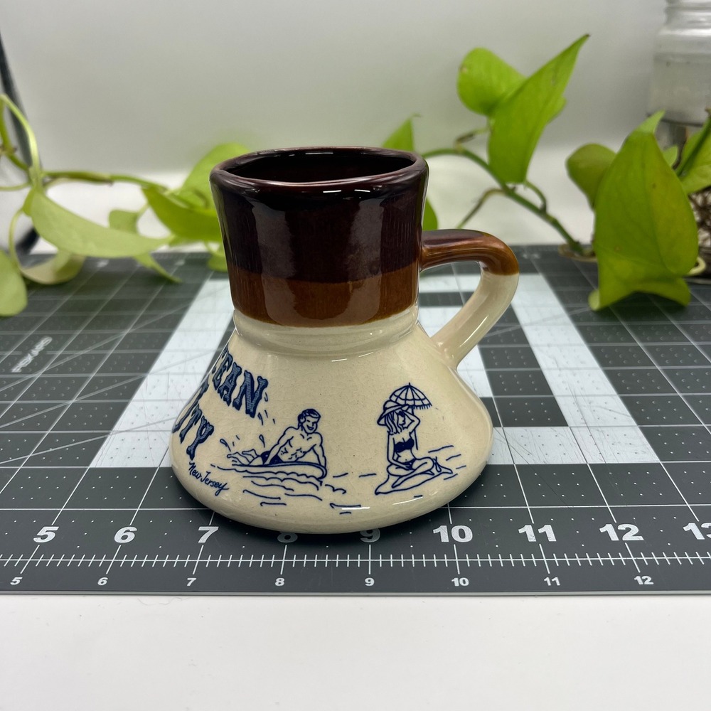 Vintage Nanco Ocean City New Jersey Wide Bottom No Tip Nautical Stoneware Mug